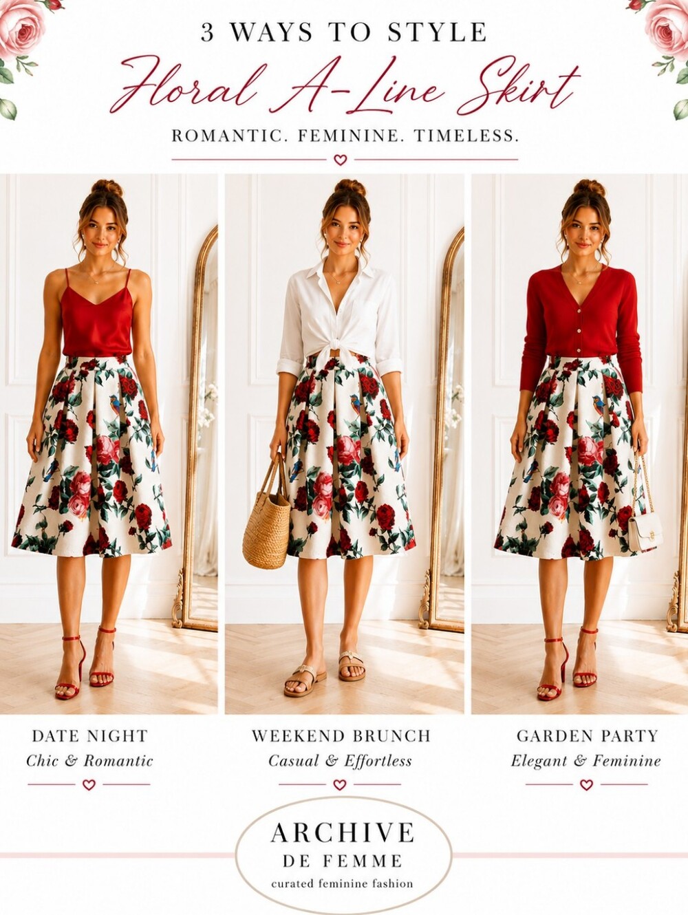 Forever 21 Floral Brocade A-Line Midi Skirt | Romantic Rose Print | Size Small - Picture 3 of 8